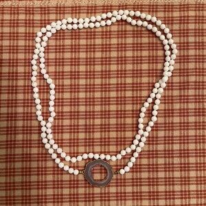 Purple Agate White Beaded Wrap Necklace